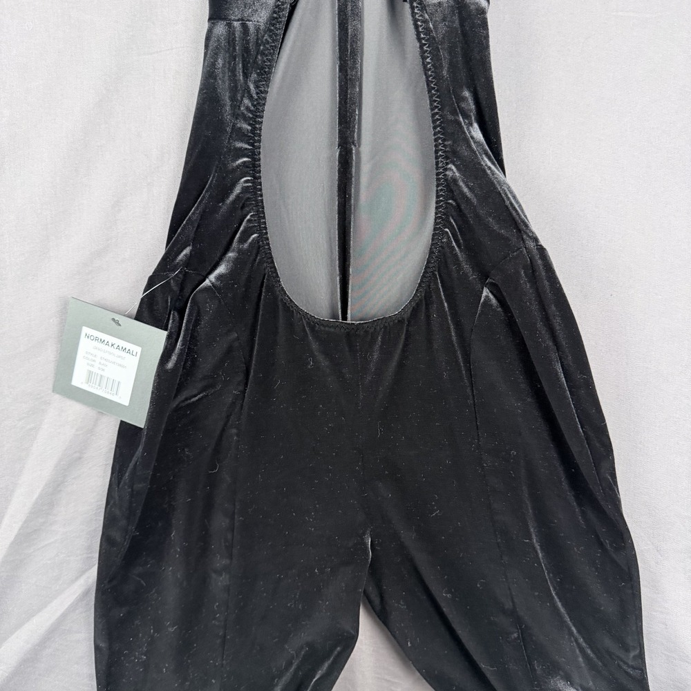 Norma Kamali Velvet Fishtail Jumpsuit Black S/36 Backless Adjustable Straps - Picture 11 of 14